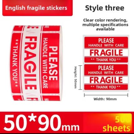 Fragile sticker 500pc (please hand with care )